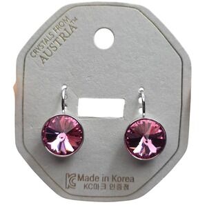 NEW Rose MedPink SwarovskiElements Crystal LeverbackEarrings13mmPlatinum Plated9